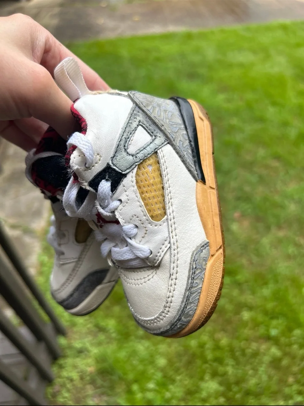 Jordan baby/Toddler White, Red & Gold Sneakers